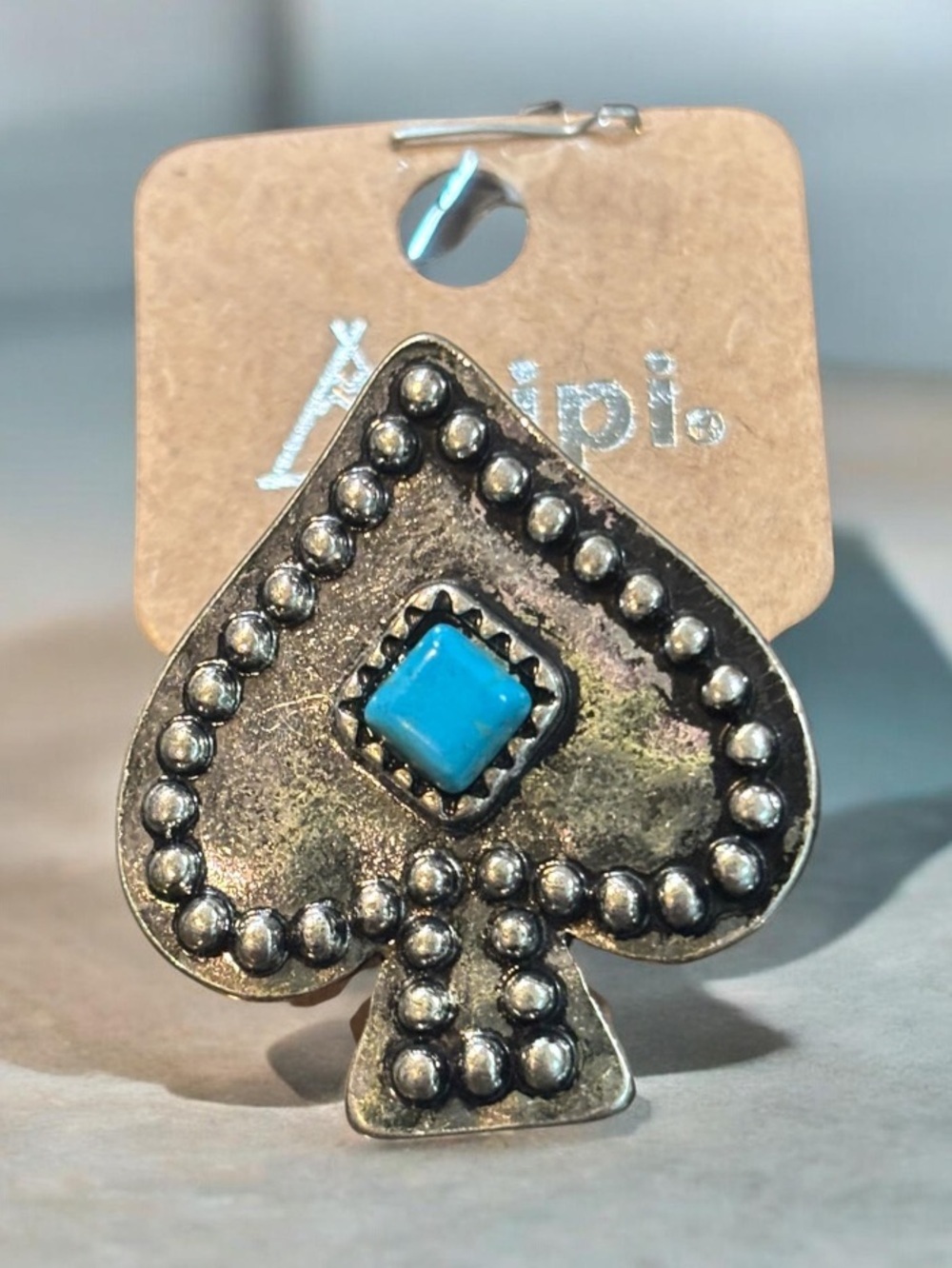 Fashion Spade and Turquoise Color Adjustable Ring NWT